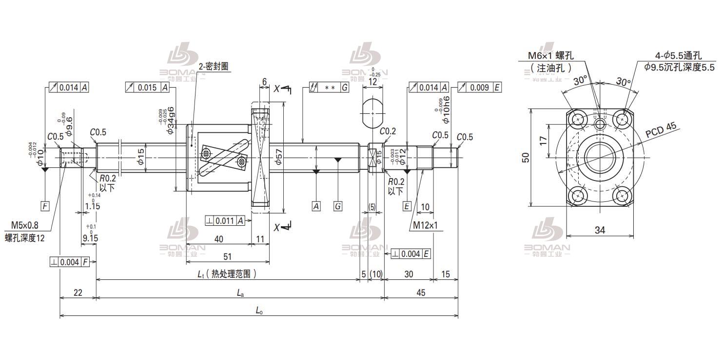 W1502FA-4-C5T10-SA标准滚珠丝杠