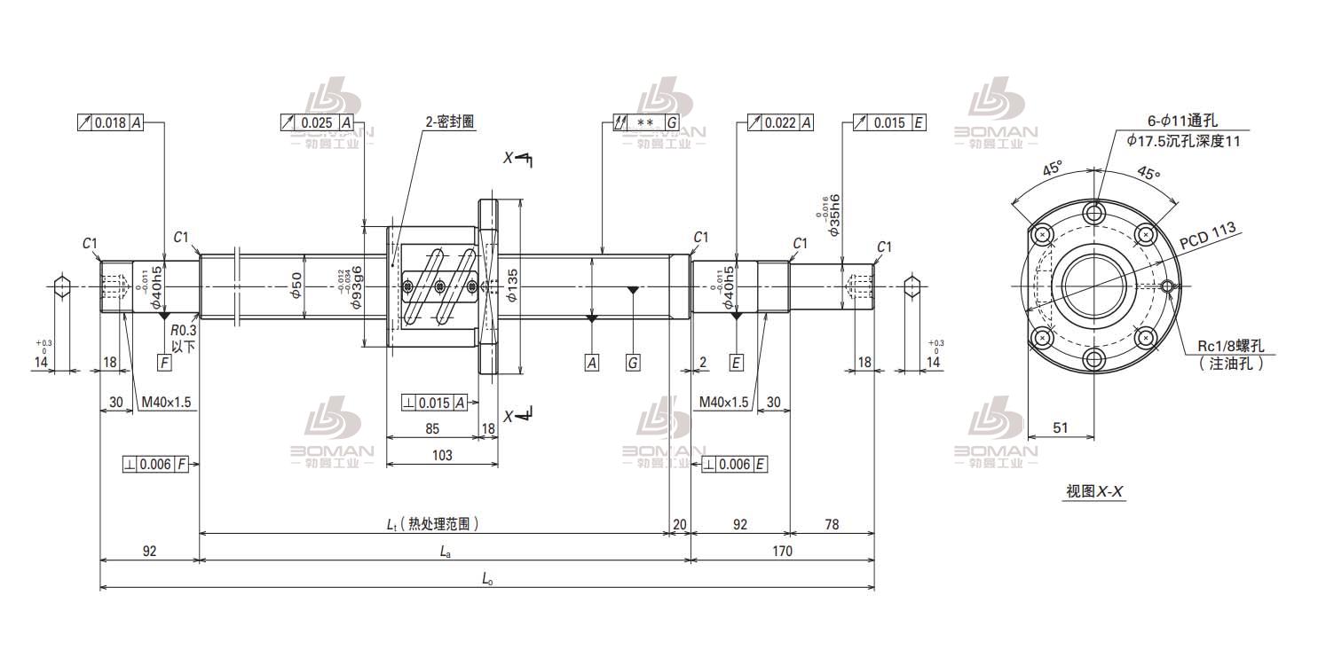 W5011SA-1Z-C5Z10-SA标准滚珠丝杠