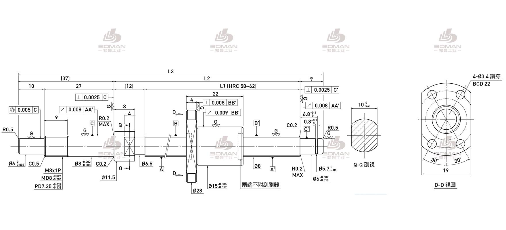 HIWIN上银 R8-1.5T3-FSI-80-138-0.008 上银滚珠丝杆批发价格