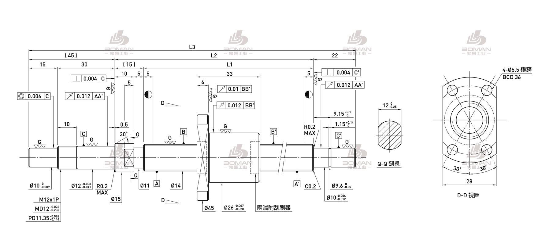 HIWIN上银 R14-4T3-FSI-148-230-0.008 上银正反丝杆型号